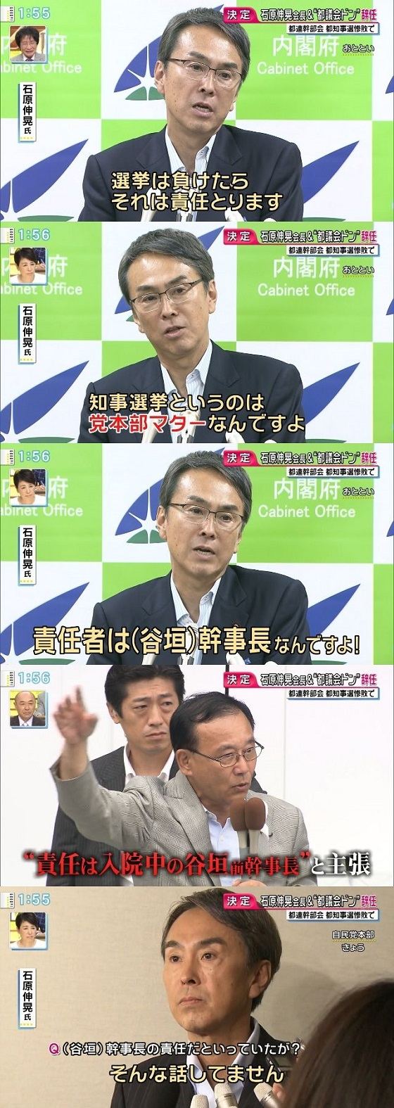【画像】石原伸晃「選挙負けたら責任とります！責任者は谷垣幹事長なんですよ！」→「そんな話してません」