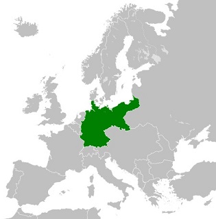 第一次世界大戦前の1914年のドイツ帝国の領域