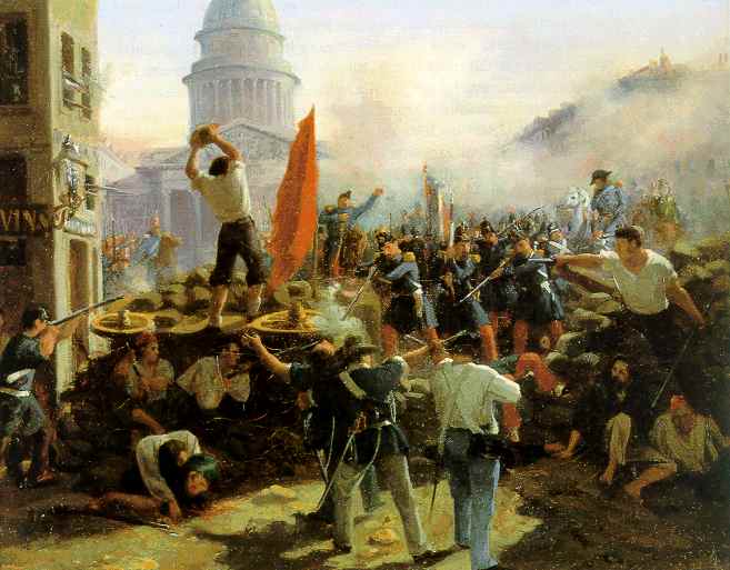 1848年革命時のパリでのバリケード戦の様子を描いた絵画