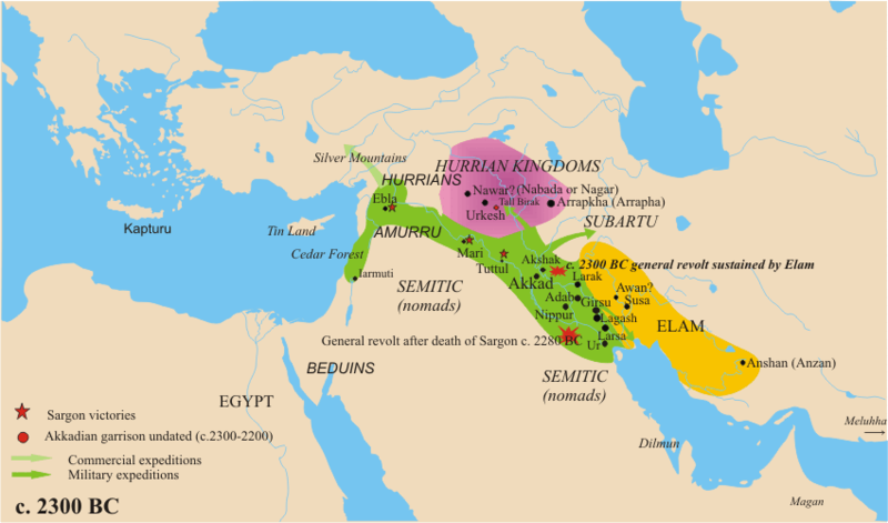 紀元前2300年頃のアッカド帝国