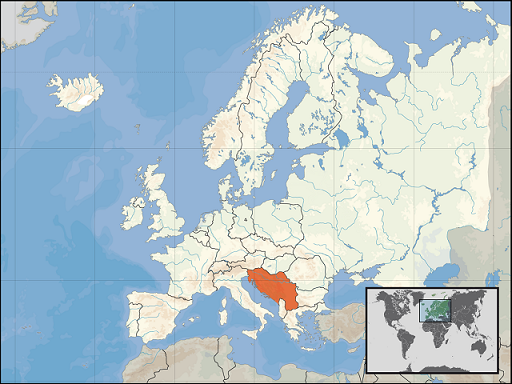 旧ユーゴスラビア社会主義連邦共和国の位置